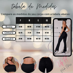 Calça Legging Fitness Canelada Preto